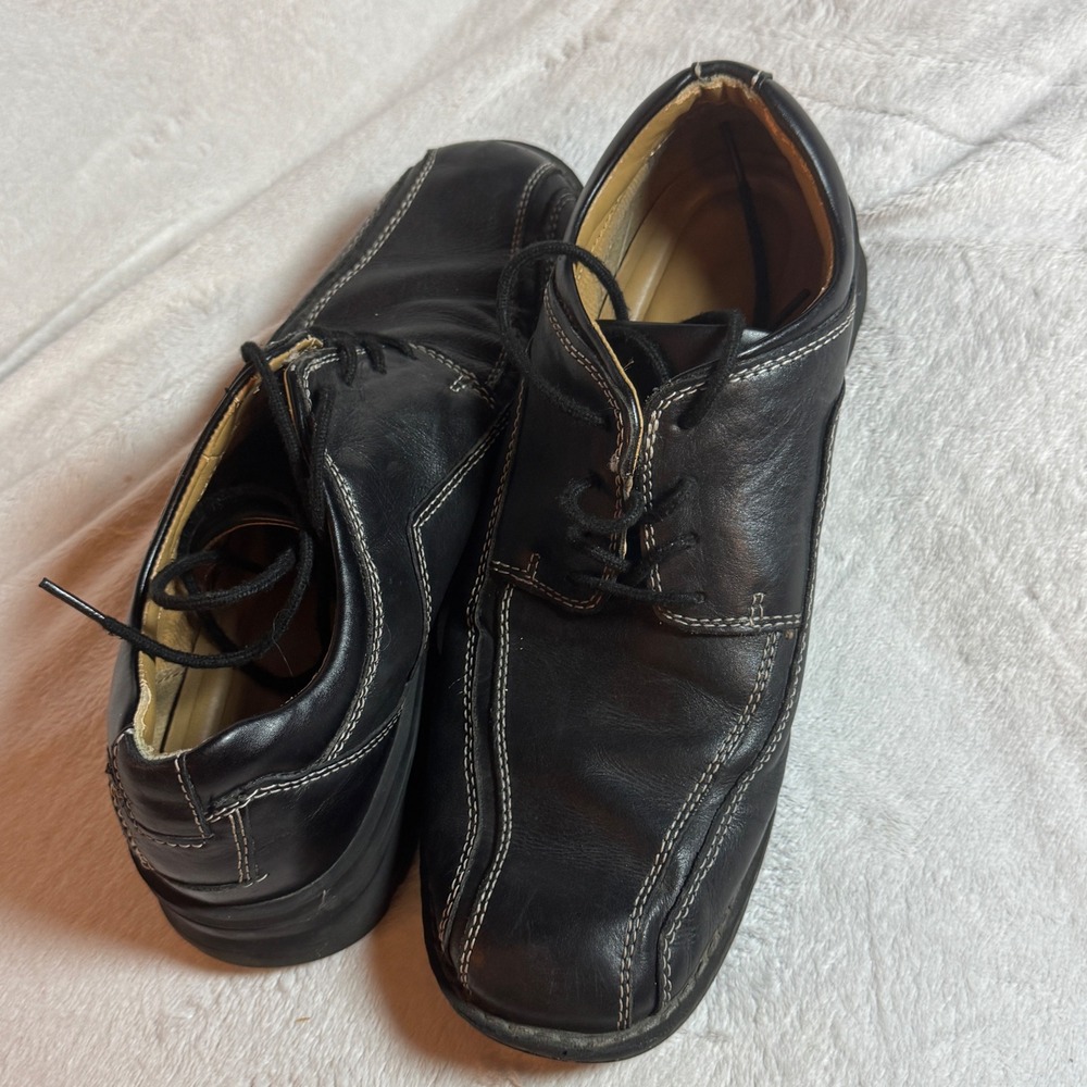Dockers Leather Trustee Oxford Style Tie Dress Shoe Black Men's 11M Stitching - Picture 2 of 10